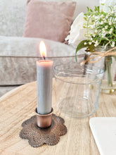 Load image into Gallery viewer, Glass Floral Hurricane Dinner Candle Holder
