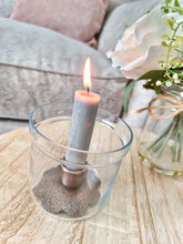 Load image into Gallery viewer, Glass Floral Hurricane Dinner Candle Holder
