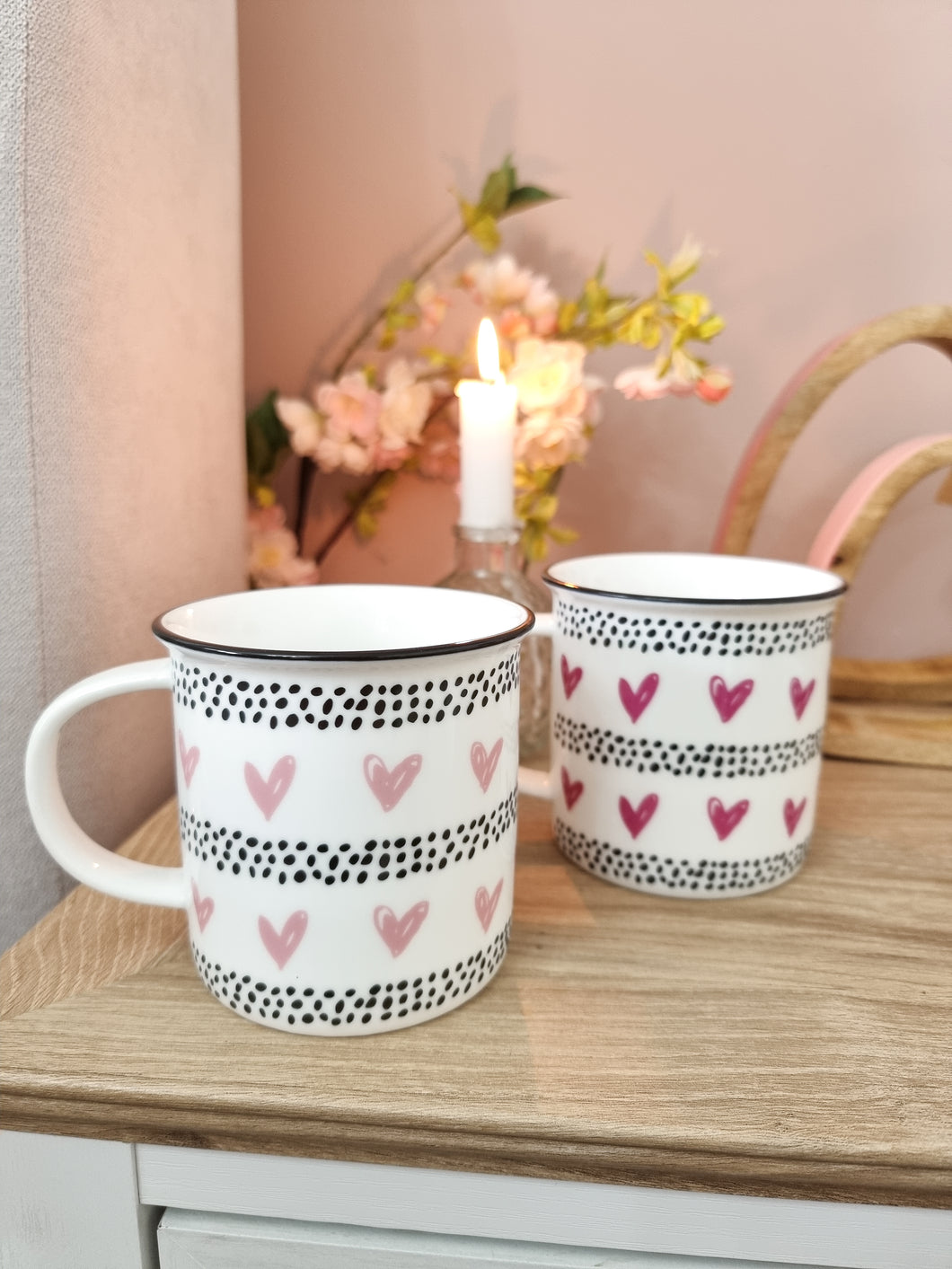 Pink Scribble Heart White Mug