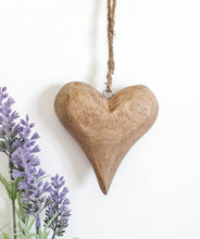 Load image into Gallery viewer, Natural Wooden Chubby Hanging Heart
