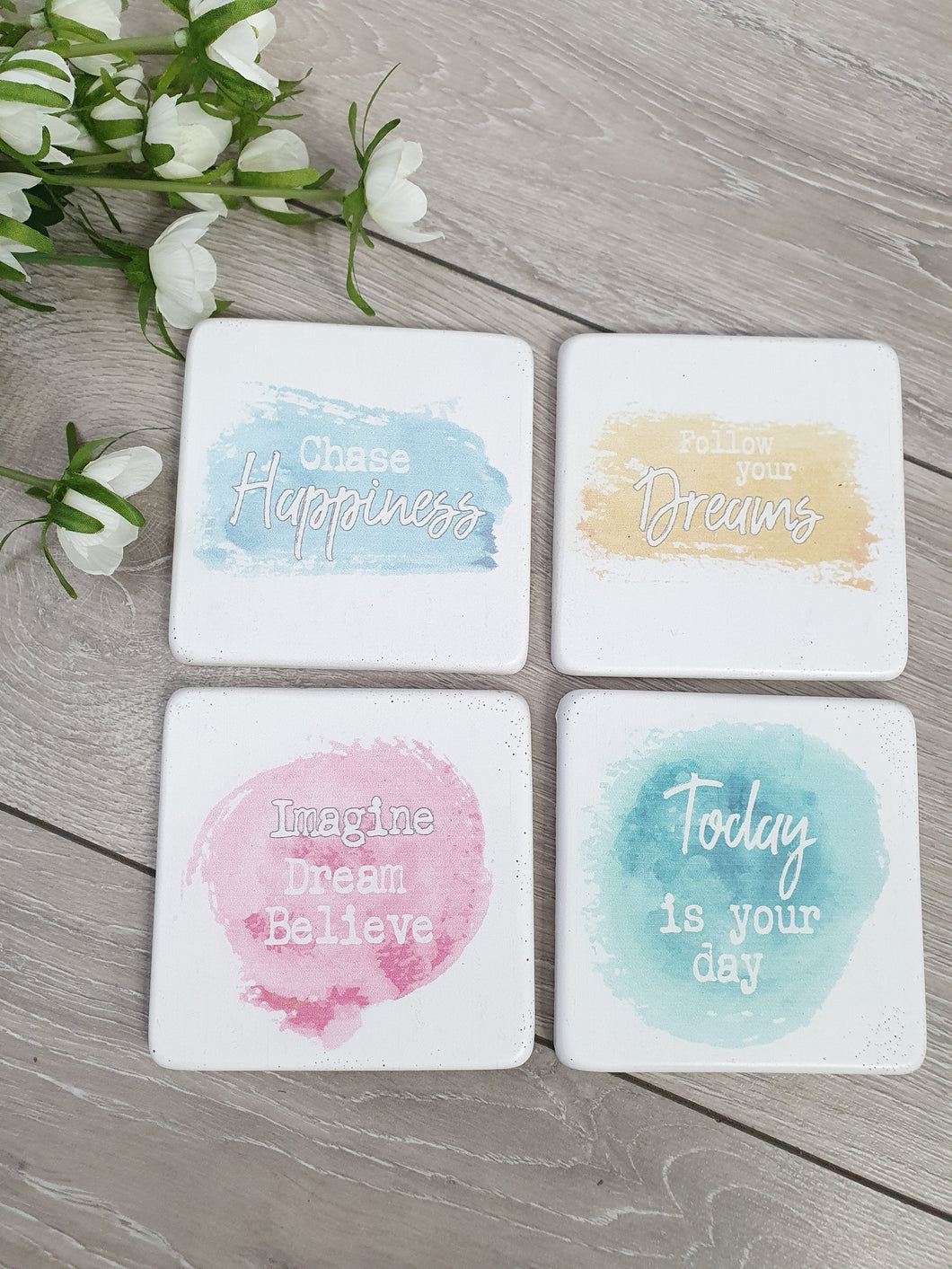 Positive Inspired Pastel Coloured Individual Coaster