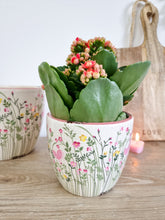 Load image into Gallery viewer, Pink Wild Flower Distressed Crackle Planter

