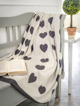 Load image into Gallery viewer, Cream &amp; Grey Reversible Cotton Heart Throw
