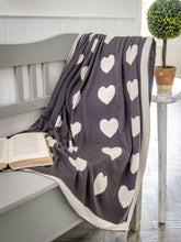 Load image into Gallery viewer, Cream &amp; Grey Reversible Cotton Heart Throw
