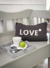 Load image into Gallery viewer, Cream &amp; Grey Love Cotton Cushion
