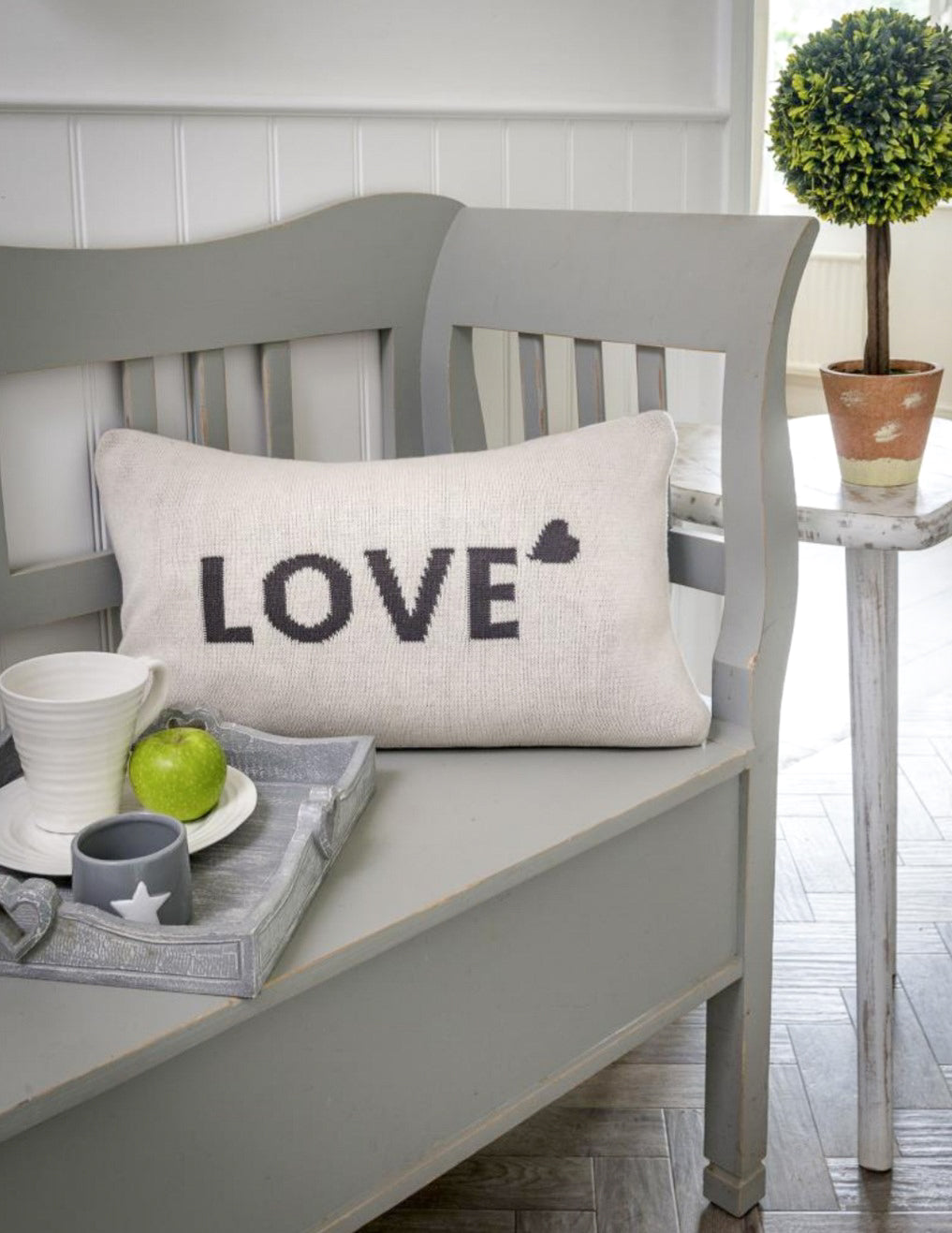 Cream & Grey Love Cotton Cushion