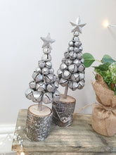 Load image into Gallery viewer, Silver Jingle Bells Wooden Tree
