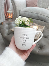 Load image into Gallery viewer, Tea A Hug In A Mug White Ribbed Mug
