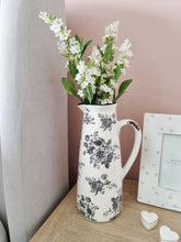 Load image into Gallery viewer, Vintage Style Black Floral White Jug

