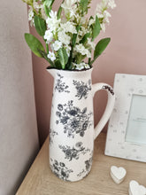Load image into Gallery viewer, Vintage Style Black Floral White Jug
