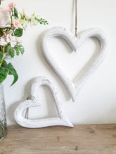 Load image into Gallery viewer, White Natural Wooden Hanging Hearts
