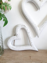 Load image into Gallery viewer, White Natural Wooden Hanging Hearts
