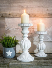 Load image into Gallery viewer, White Natural Wood Carved Candle Sticks - 3 Sizes
