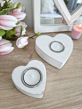 Load image into Gallery viewer, White Natural Wood Heart Shaped Candle Holder
