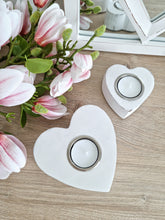 Load image into Gallery viewer, White Natural Wood Heart Shaped Candle Holder
