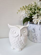 Load image into Gallery viewer, White Ceramic Owl Coin Holder
