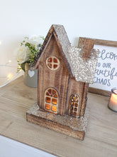 Load image into Gallery viewer, Rustic Wooden Light Up House
