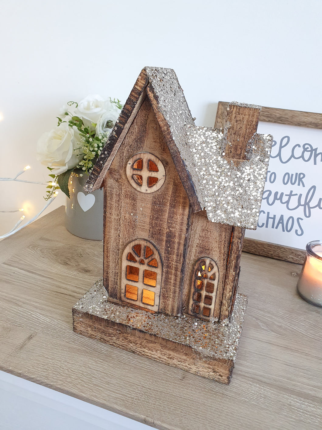 Rustic Wooden Light Up House