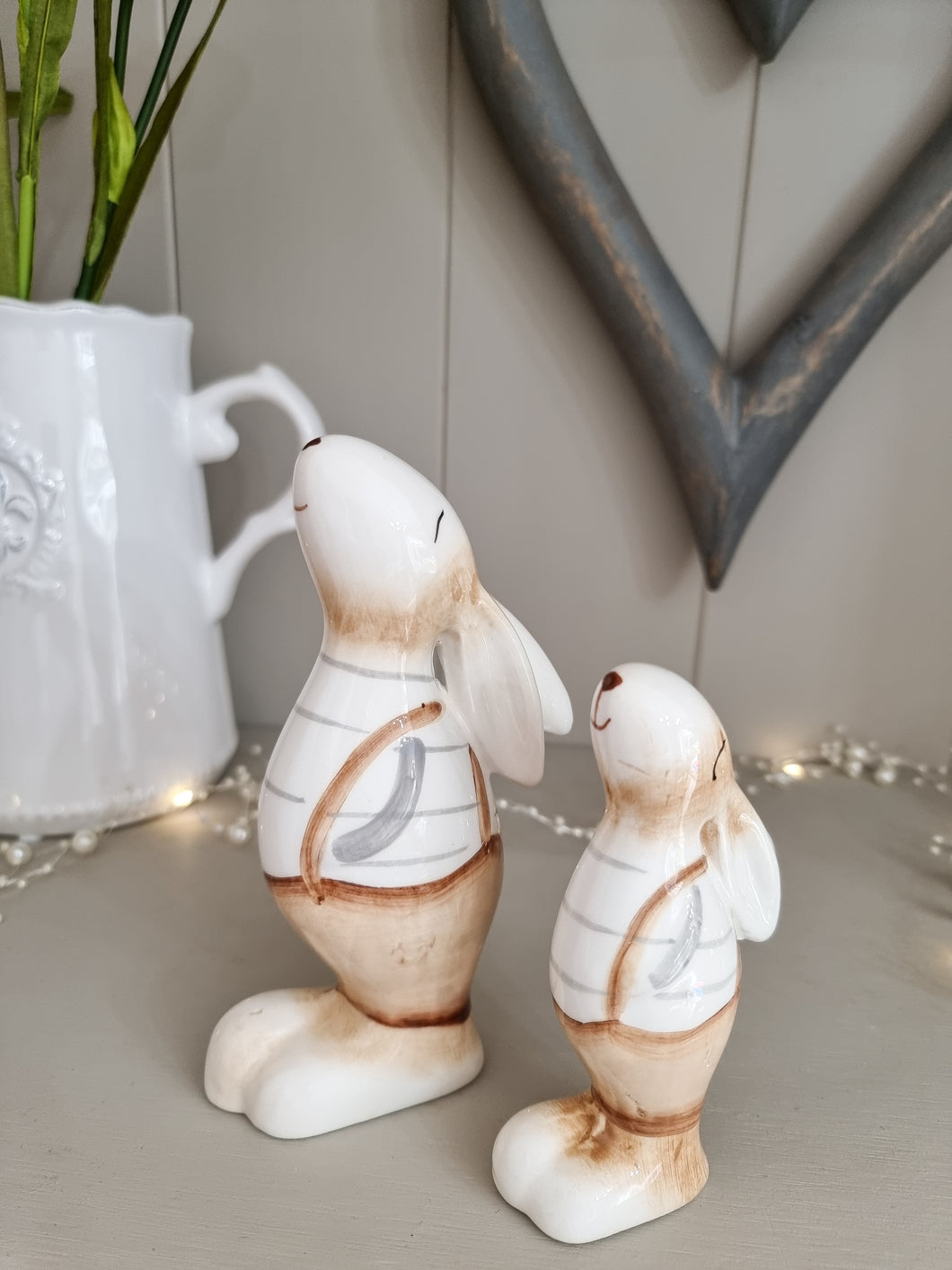 Bunny Boy Ceramic Figure In Dungarees