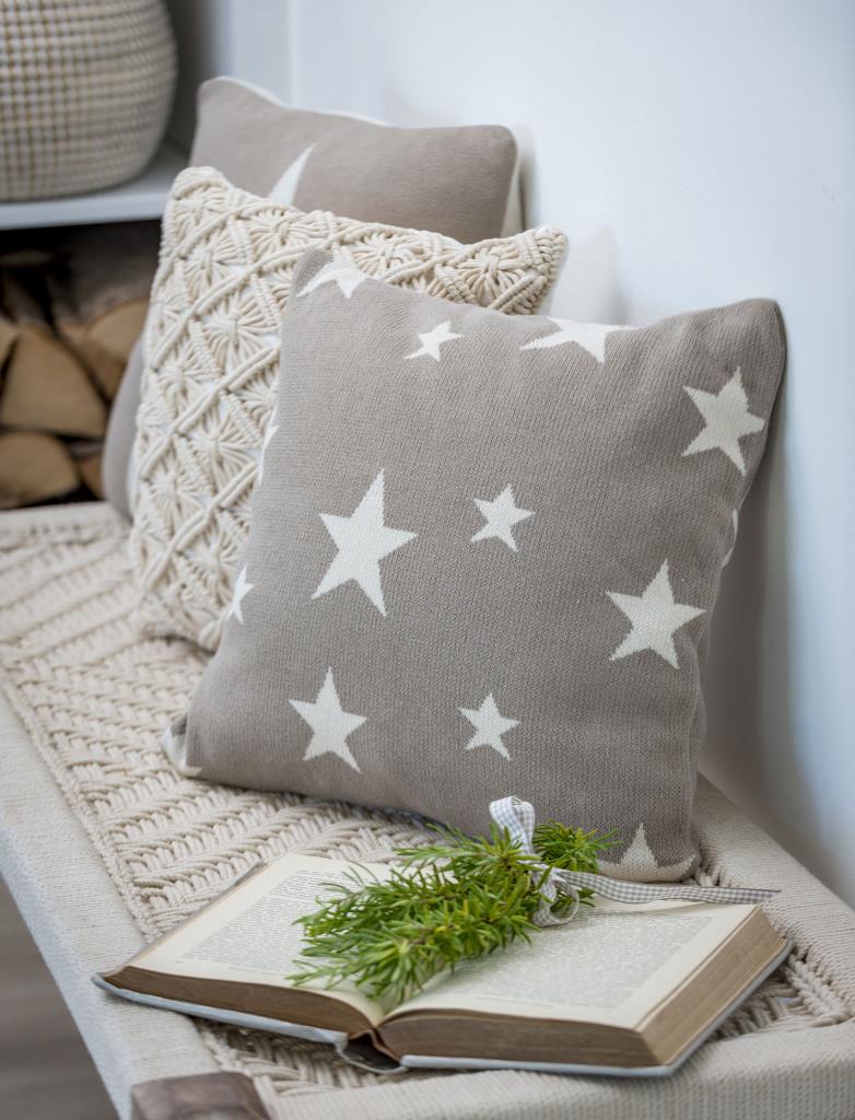 Gorgeous Taupe Cotton Star Cushion