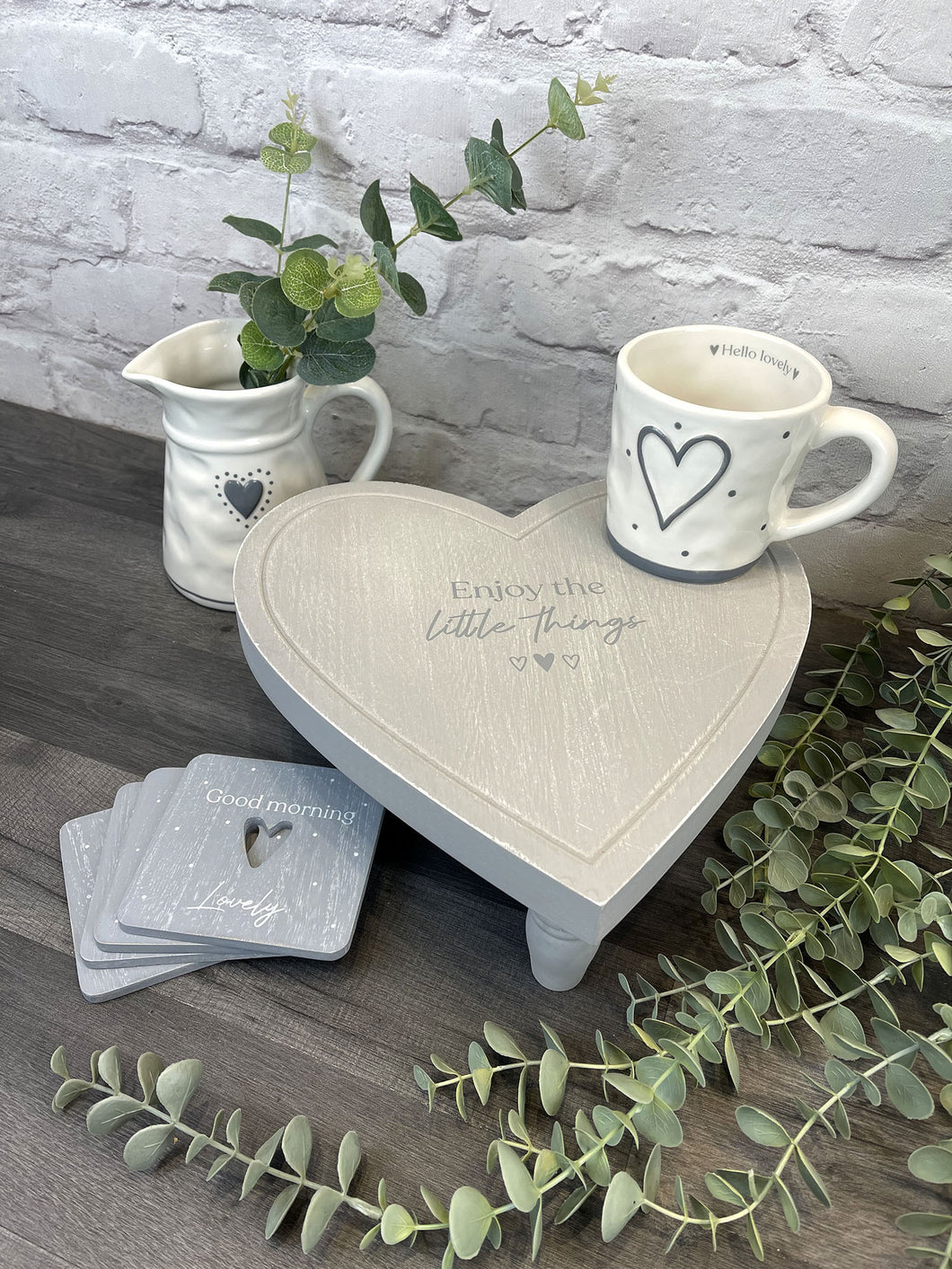 Grey Heart 'Enjoy The Little Things' Display Table