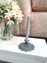 Load image into Gallery viewer, Grey Iron Flower Shaped Mini Tapered Candle Holder
