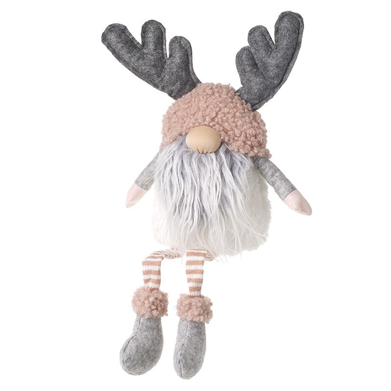 Pink Fuzzy Sitting Gonk With Antlers