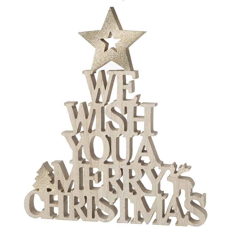 We Wish You... Christmas Gold Glitter Plaque