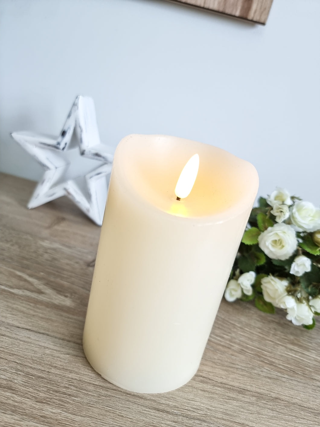 Natural Cream Wax LED Pillar Candle