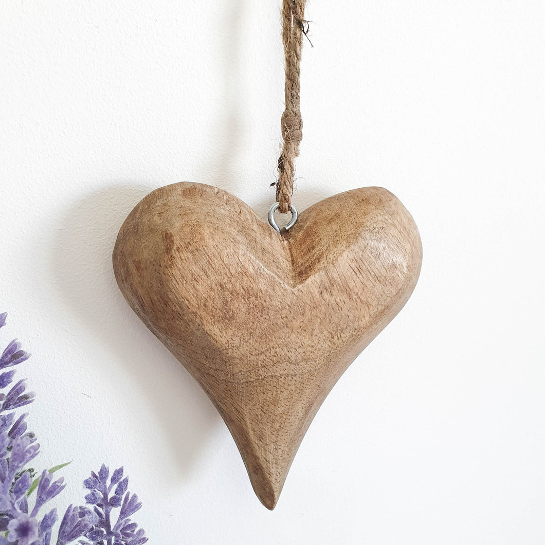 Natural Wooden Chubby Hanging Heart