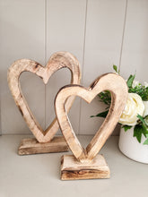Load image into Gallery viewer, Natural Mango Wood Standing Heart Figures
