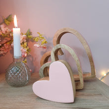 Load image into Gallery viewer, Ombre Pink Glossy Natural Wood Sleeping Hearts
