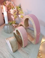 Load image into Gallery viewer, Ombre Pink Glossy Natural Wood Sleeping Hearts
