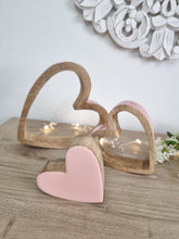 Load image into Gallery viewer, Ombre Pink Glossy Natural Wood Sleeping Hearts
