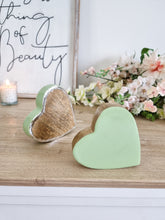 Load image into Gallery viewer, Glossy Green Natural Wood Miniature Sleeping Hearts

