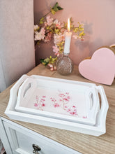 Load image into Gallery viewer, White Tray With Pink Floral Detailing
