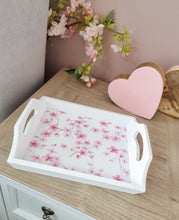 Load image into Gallery viewer, White Tray With Pink Floral Detailing
