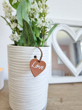 Load image into Gallery viewer, White &amp; Grey Ribbed Vase With Love Tag
