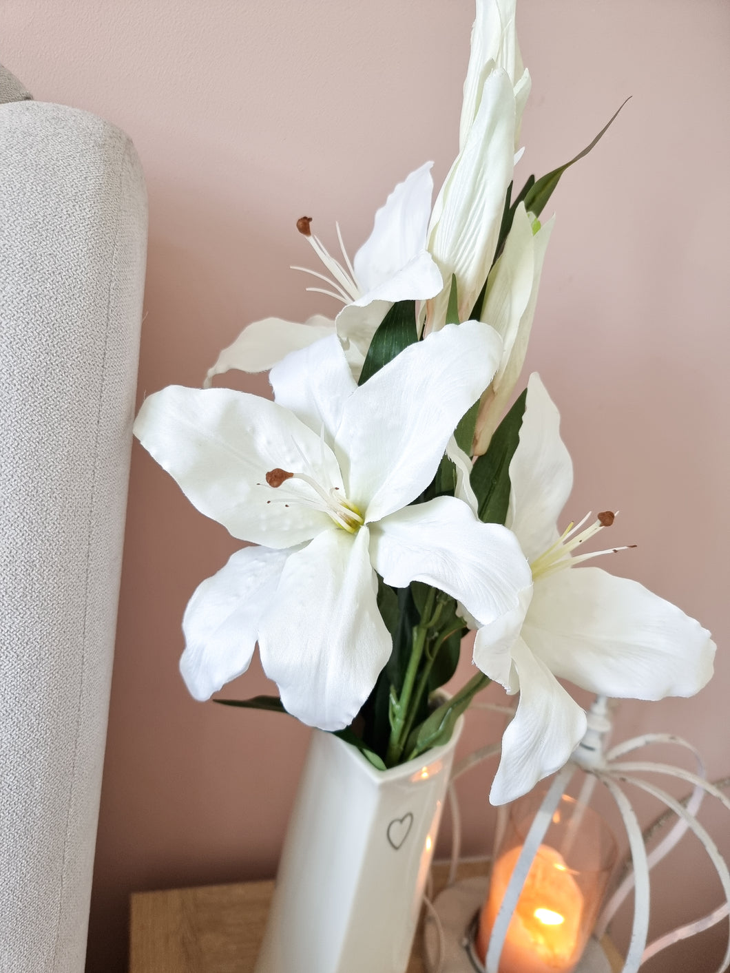 Giant Faux White Lily Single Stem