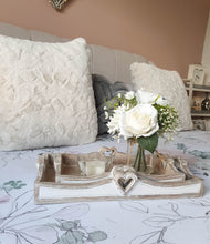 Load image into Gallery viewer, White Washed Natural Wooden Heart Detail Tray
