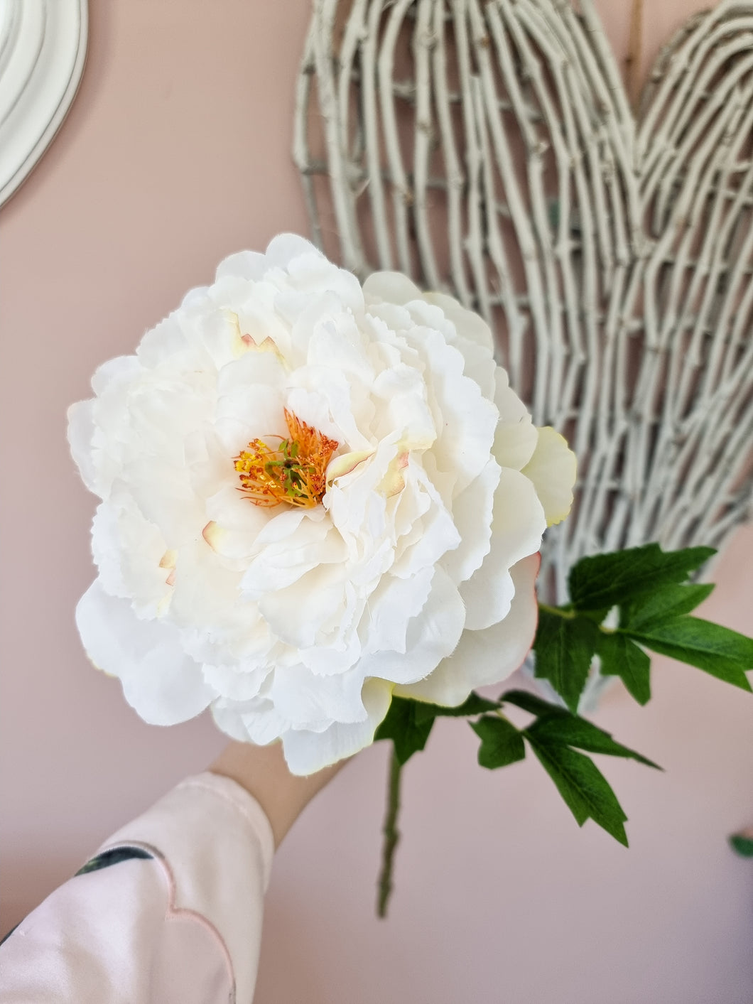 White Frilly Peony Single Stem