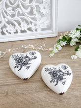 Load image into Gallery viewer, White &amp; Black Vintage Style Floral Flat Lay Hearts
